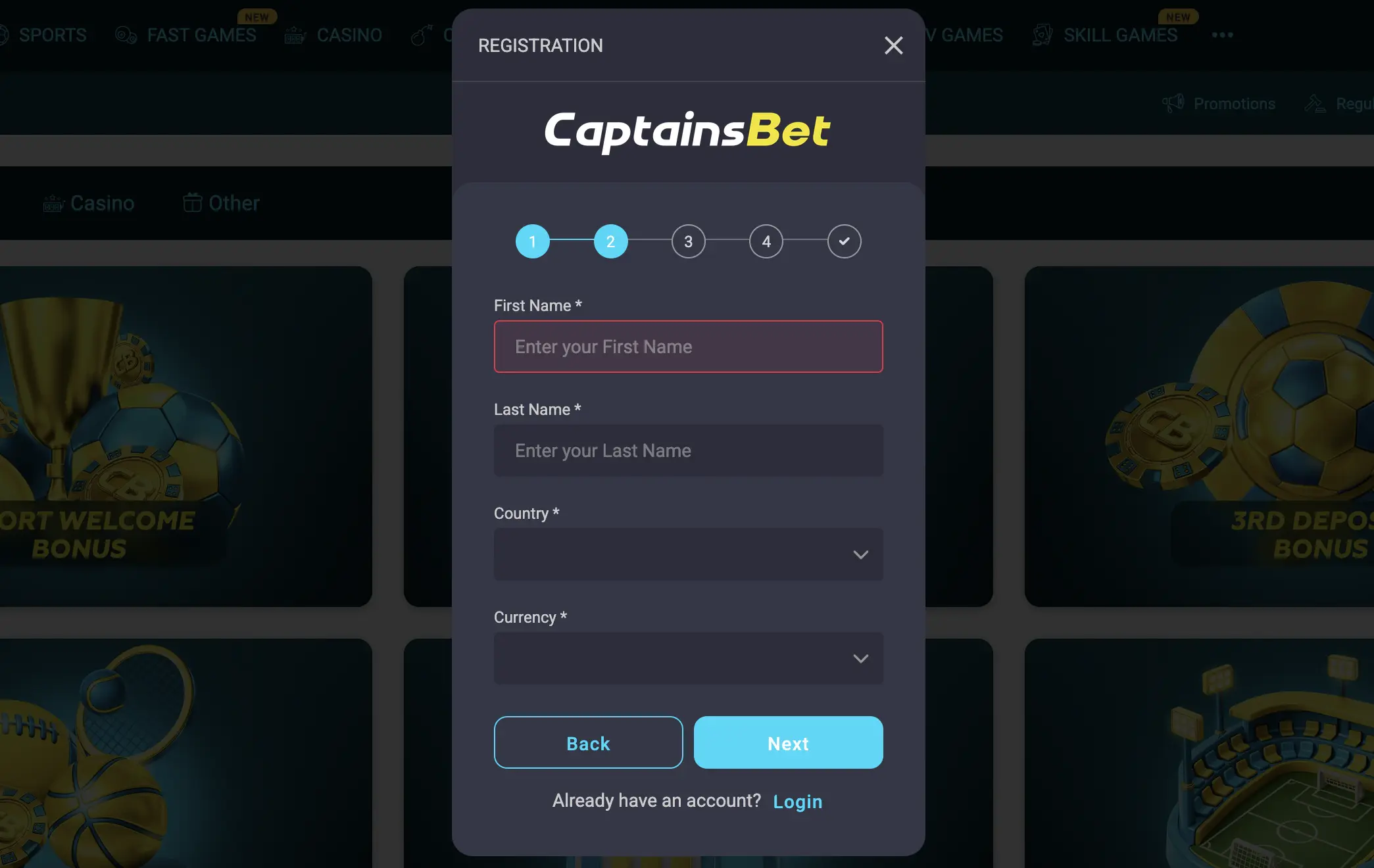 CaptainsBet Uganda sign up guide with promo code AFROX
